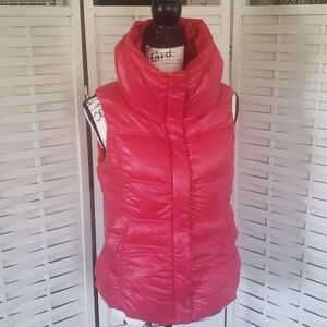 Coatology fushia goose down and feathers women's puff vest XS